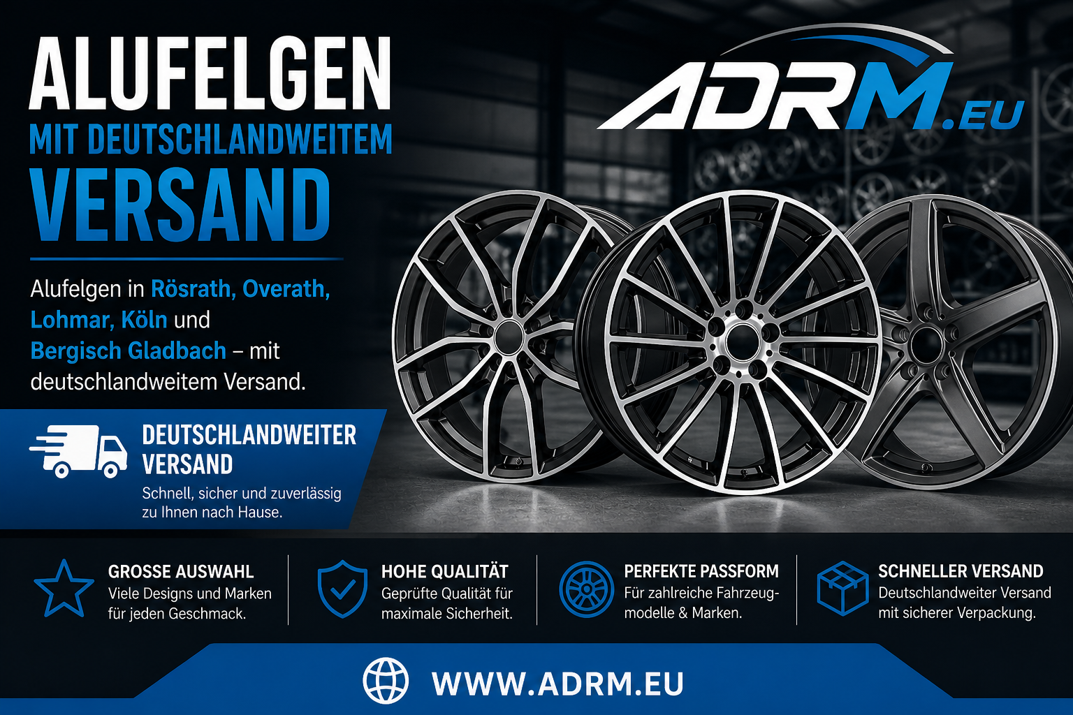 Alufelgen bei ADRM.eu in Bergisch Gladbach-Bensberg nahe Köln