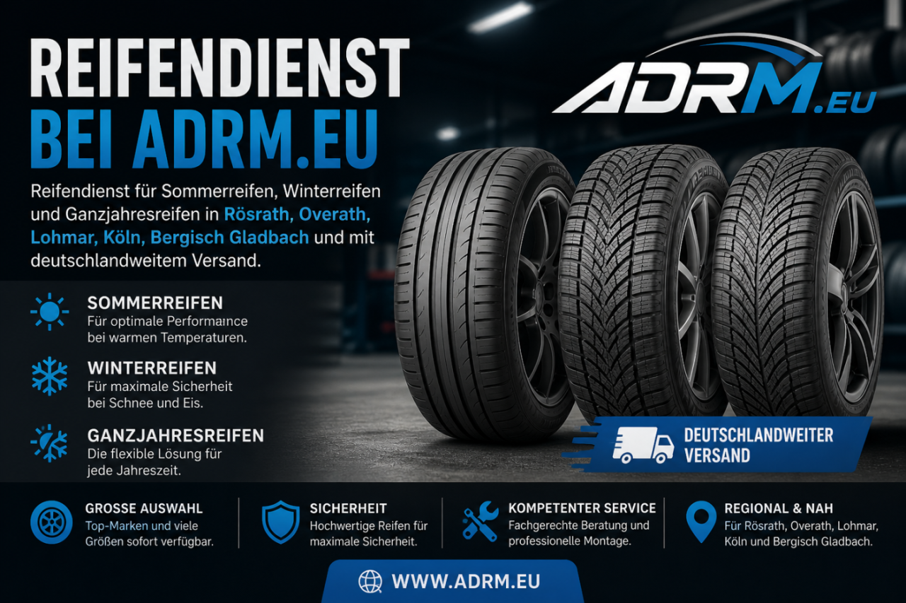 ADRM.eu Reifendienst für Autoreifen in Bergisch Gladbach-Bensberg nahe Köln